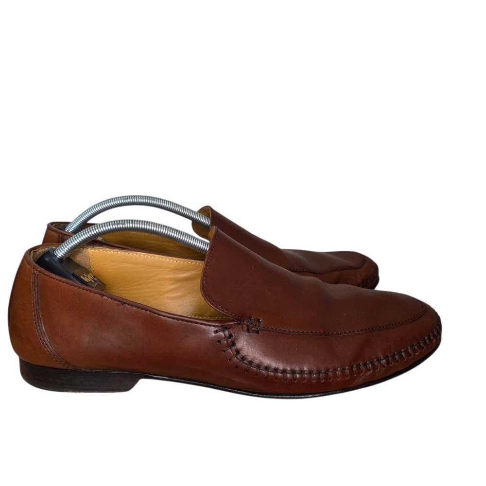 Johnston & Murphy Mens 10 M Brown Leather Loafers Moc Toe Dress Shoes - Picture 6 of 11